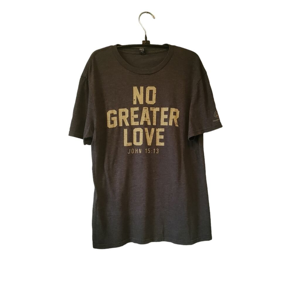 Thank You Veterans TShirt Unisex Christian Gray No Greater Love Sz Small - Picture 3 of 3